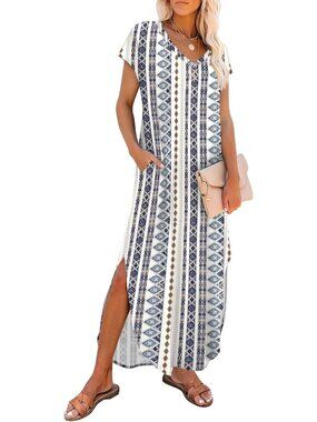 Women's Boho-mzshuwen Sleeveless Halter Neck High Waist Backless Maxi Dress
